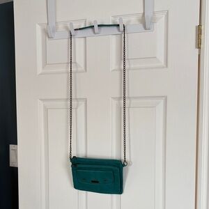 Roxy Teal Leather Crossbody Bag with Chain Strap - Women's Shoulder Bag